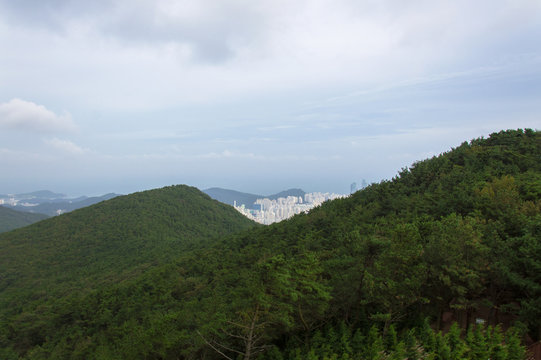 Panoramic view of Busan in South Korea, Jang San - Stock image