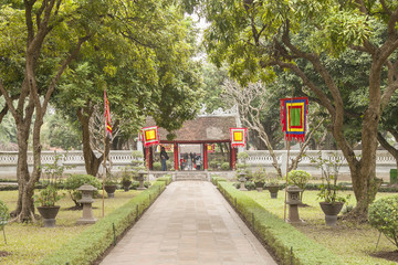 Hanoi, Vietnam- January 26 2016: The Temple of Literature in Hanoi, Vietnam.