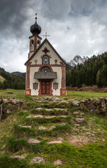 Fototapeta na wymiar Old church, Santa Magdalena, Dolomites