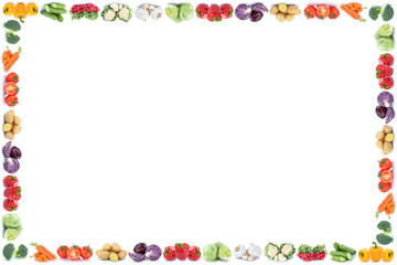 Gemüse Karotten Tomaten Paprika Salat Gurken Rahmen Textfreiraum Copyspace Essen Freisteller