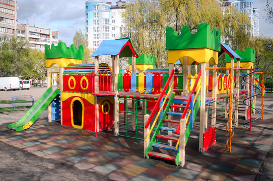 Bright colored structure on the Playground .