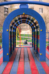 Bright colored structure on the Playground .
