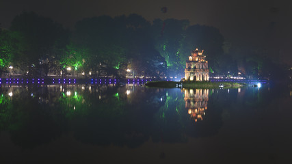 HANOI,VIETNAM - DECEMBER 01: The view of Hoan Kiem Lake. on December 01, 2015 in Hanoi,Vietnam.