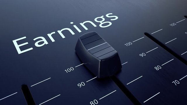 Sliding fader with earnings inscription. Conceptual 4K clip