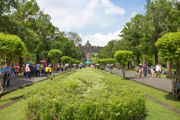 YOGYAKARTA, INDONESIA - AUGUST, 28: Tourists visiting Prambanan Hindu temple on AUGUST, 28, 2016, UNESCO World Heritage Site