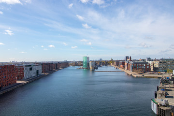 Copenhagen, the capital of Denmark. The picture is taken in the Nordhavn/Osterport area, in the north-eastern part of the city. Wide angle view.