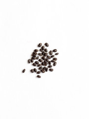 Basil seed on white isolated background