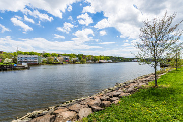 Homes in Quinnipiac River Park in New Haven Connecticut - obrazy, fototapety, plakaty
