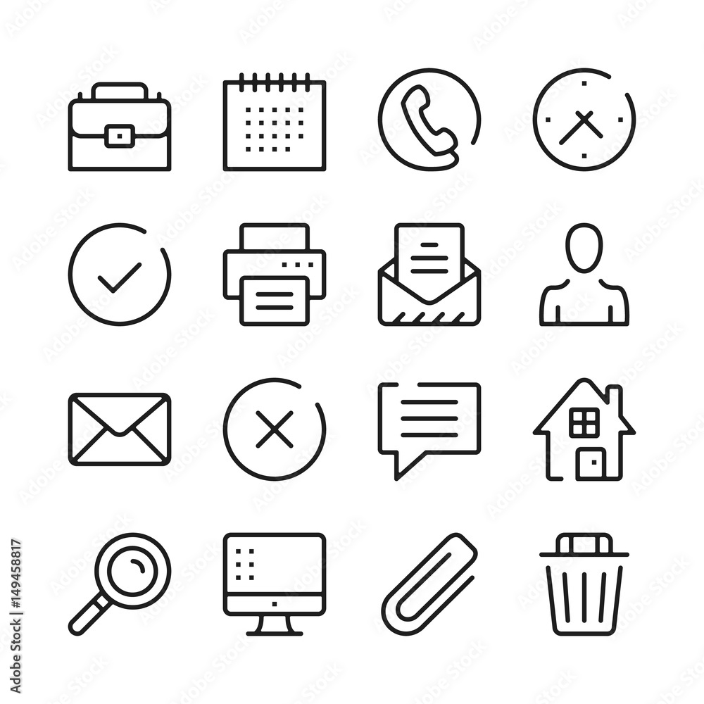 Poster business and communication line icons set. modern graphic design concepts, simple outline elements c
