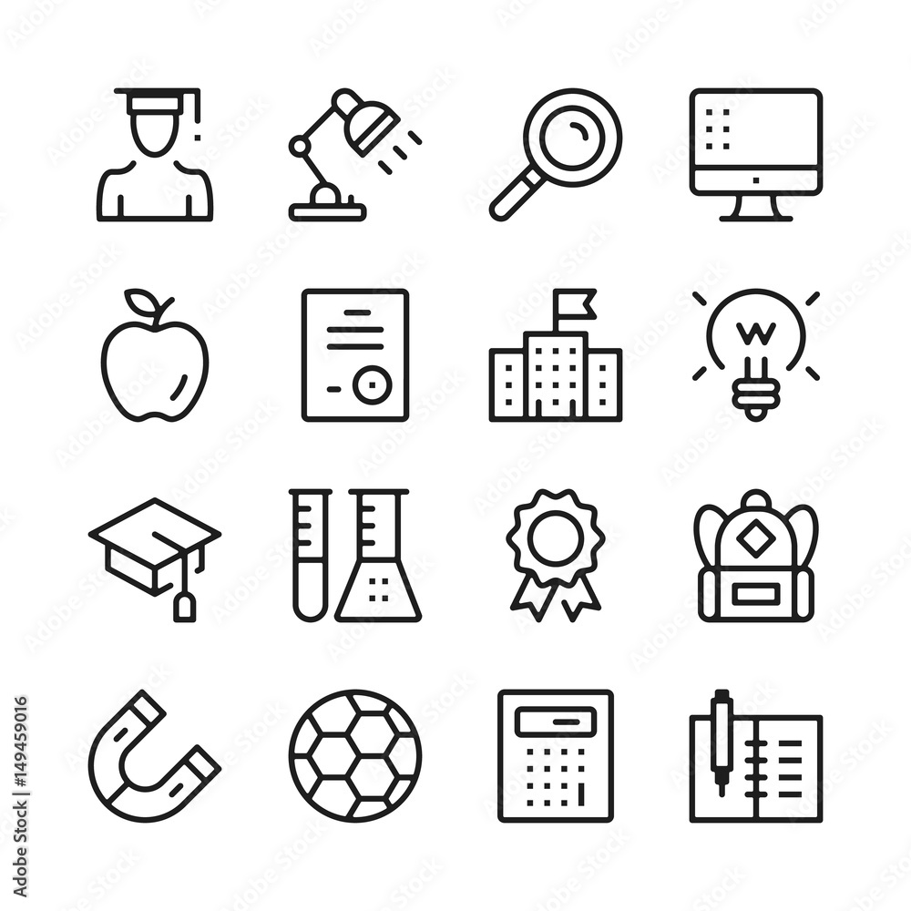 Wall mural education line icons set. modern graphic design concepts, simple outline elements collection. vector