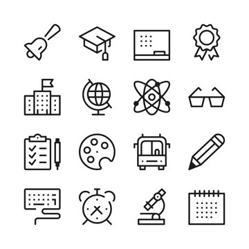 School and Education line icons set. Modern graphic design concepts, simple outline elements collection. Vector line icons
