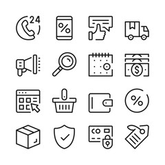 Online shopping line icons set. Modern graphic design concepts, simple outline elements collection. Vector line icons