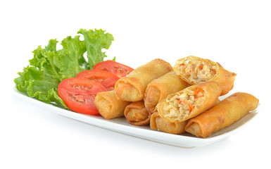 Spring rolls food isolated on white background.