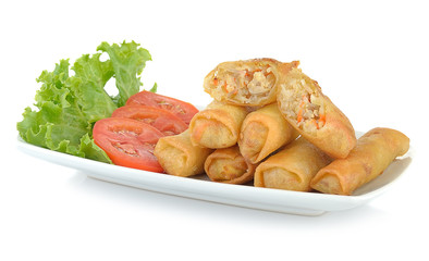 Spring rolls food isolated on white background.