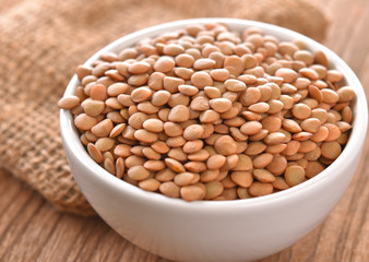 Lentils in bowl on the table