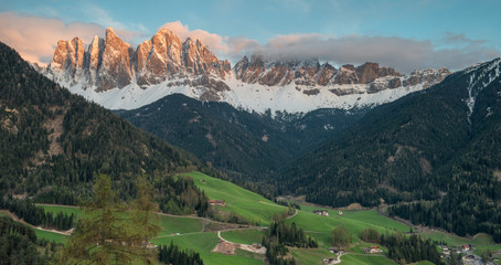 Naklejka premium Funes valley, Dolomites mountain