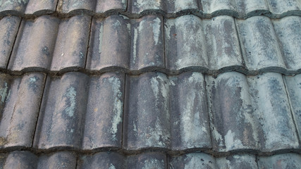 Dark aged blue roof top, home, Bangkok Thailand