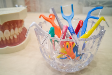 Various type of floss and inter-dental brushes