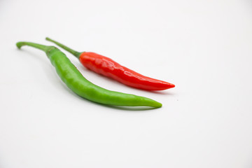 Chilies are on white background