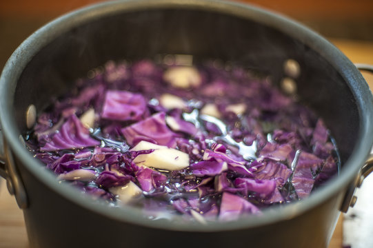 Boiling Red Cabbage to Make Natural Dye