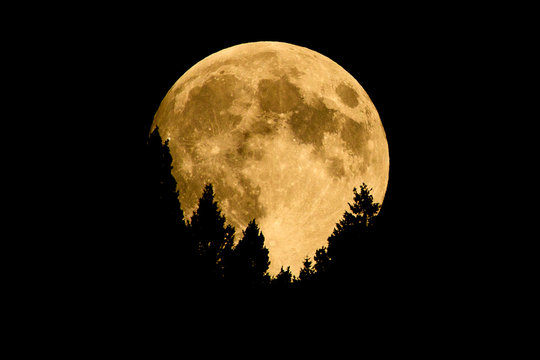 Moon Rising Over Bald Mountain In Sun Valley, Idaho