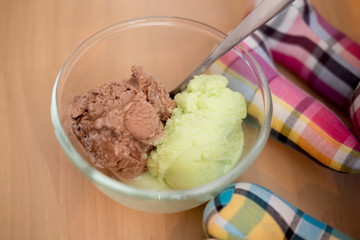 Lemon and chocolate ice cream