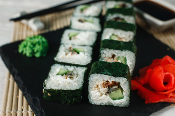 Japanese Traditional Food Sushi Maki Seafood Healthy Concept