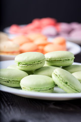 Colored French macaroons or macarons