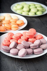 Colored French macaroons or macarons