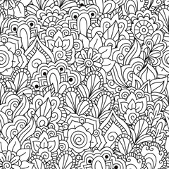 Sewing fabric with Round element for coloring book. Black and white ...