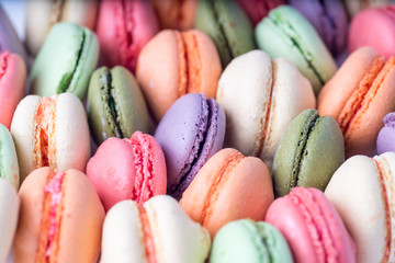 Colored French macaroons or macarons