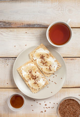 Sandwich with ricotta and banana