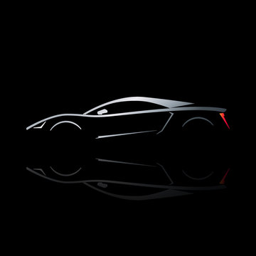 Concept sport car silhouette with reflection. 