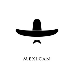 Mexican men icon isolated on white background. 