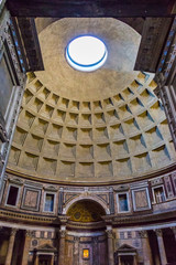 Obraz premium View from the Pantheon entrance to the dome hole /oculus/, Rome, Italy.