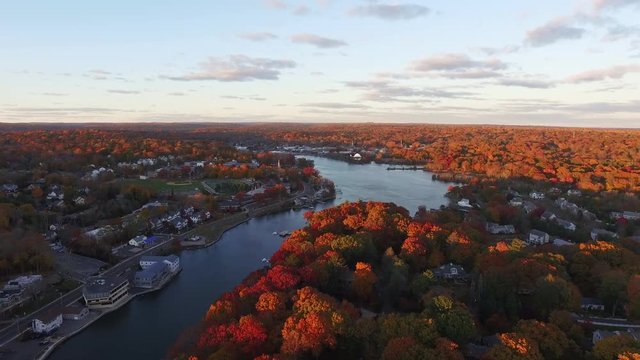 Aerial, Saugatuck River In Westport, CT