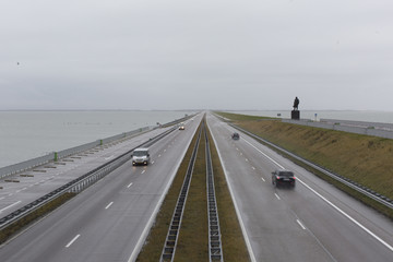 highway in the netherlands on the afsluitdijk