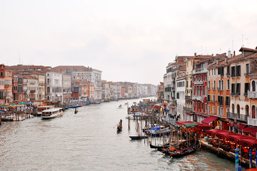 Venice grand canal in a foggy misty day, Italy