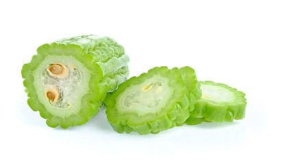 Bitter melon slice , Bitter gourd on white background