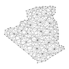 Map of Algeria from polygonal black lines and dots of vector illustration