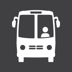 Bus icon. Schoolbus symbol. International tourist traffic. Comfortable vehicles.