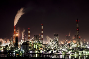 水島コンビナート工場夜景