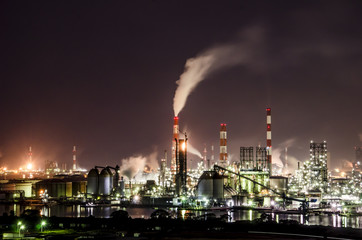 水島コンビナート工場夜景