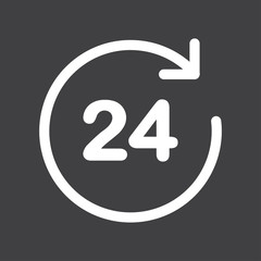 Open around  the clock hours a day icon.