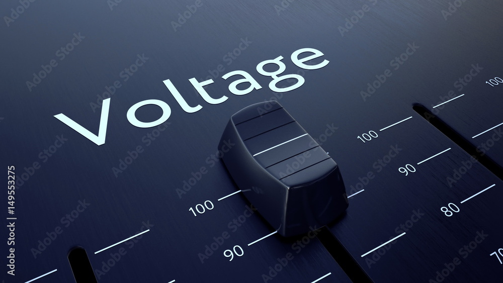 Poster sliding fader with voltage inscription. conceptual 3d rendering