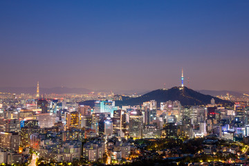 Night view of Seoul city, South Korea.