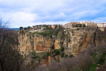 Panoramic view of Ronda town over the Tajo Gorge, Andalusia, Spain.