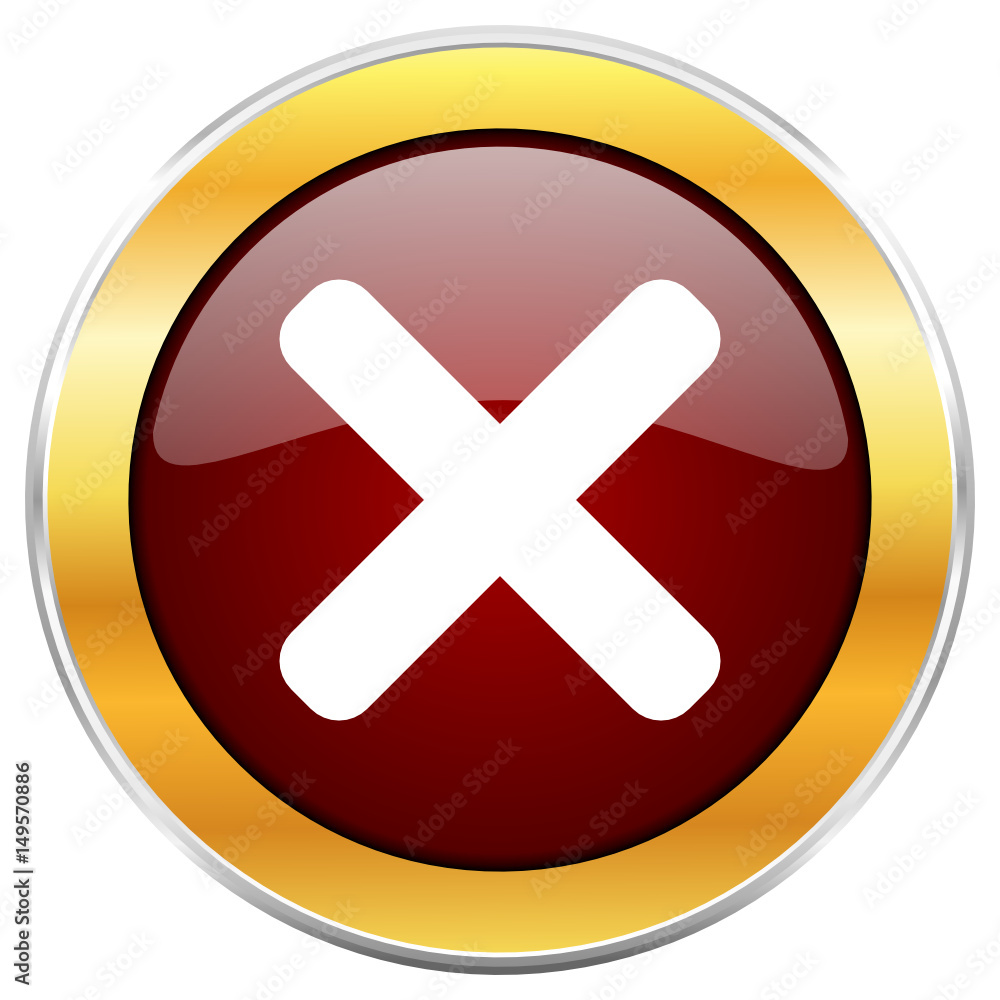 Aufkleber cancel red vector icon with golden border isolated on white background.