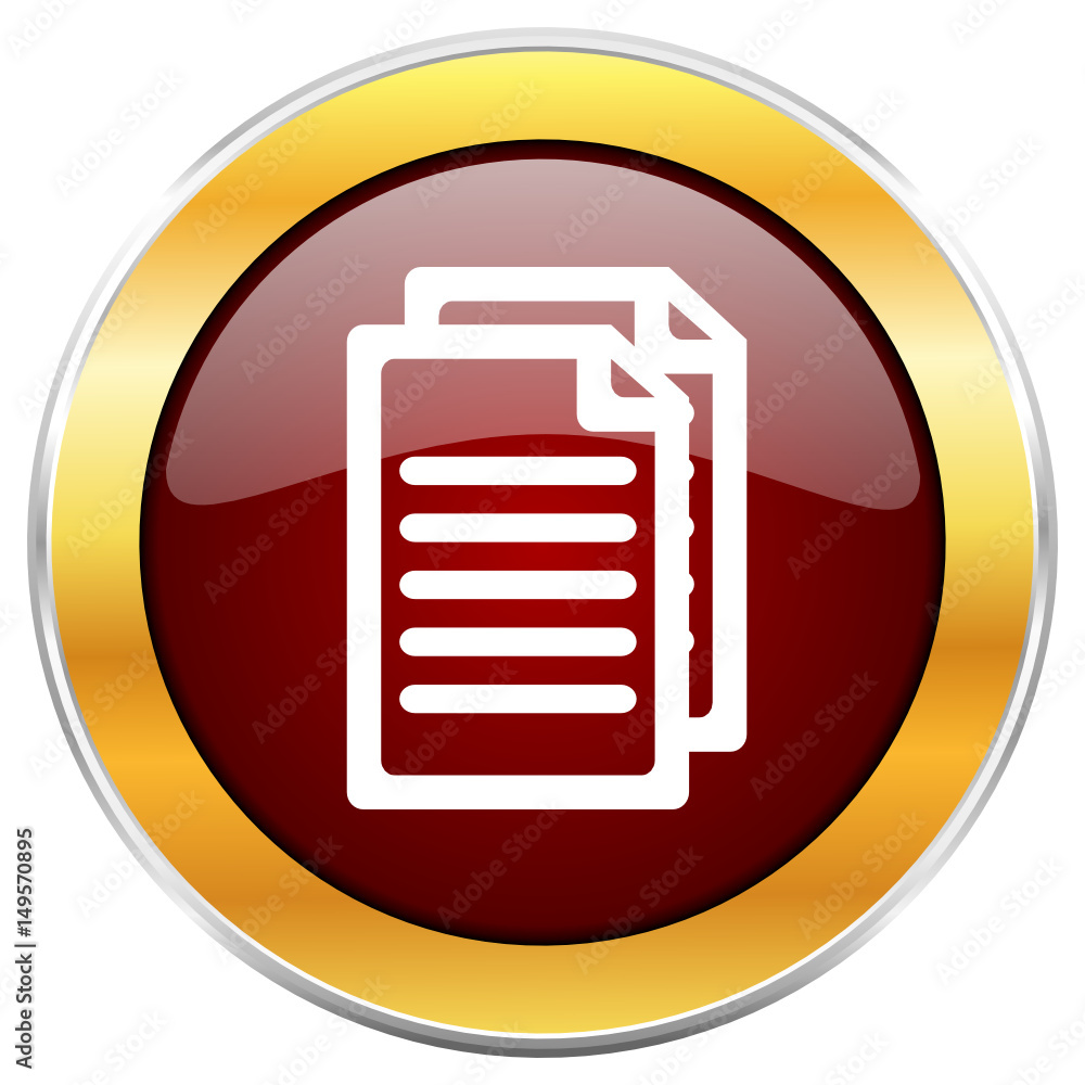 Aufkleber Document red vector icon with golden border isolated on white background.