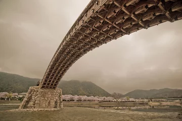 Fotobehang Kintai Brug Kintai (Kintaikyo) brug met vintage kleur